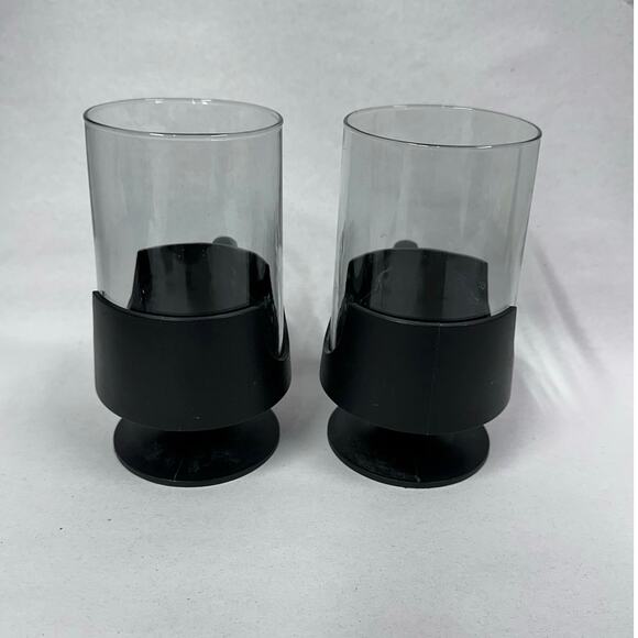 Vintage MCM‎ Corning Glas-Snap Mug. Black Pedestal 8oz Set of 2 - Picture 2 of 4